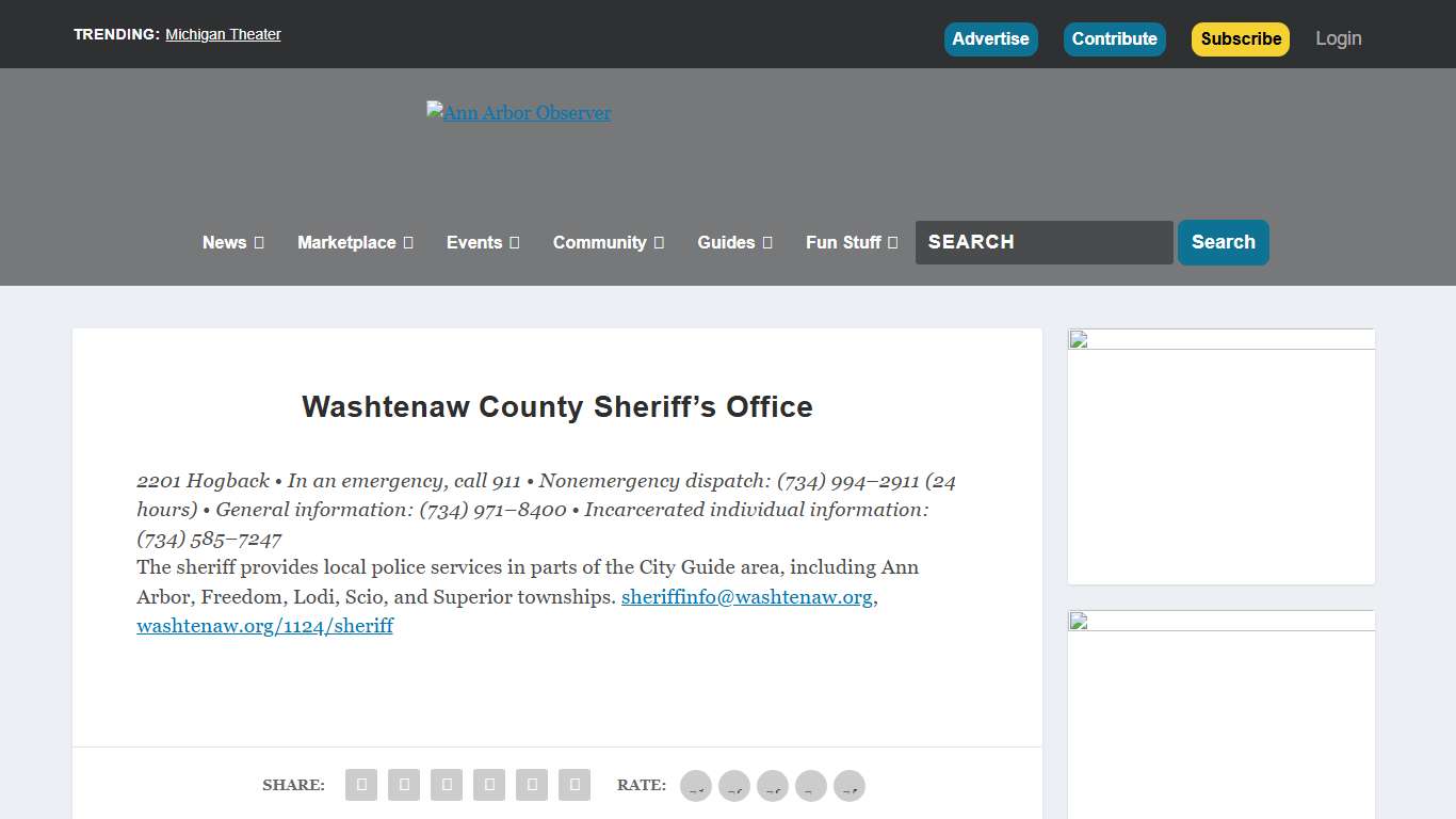 Washtenaw County Sheriff's Office - Ann Arbor Observer